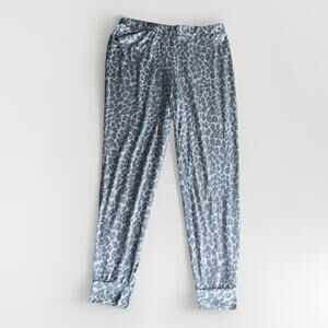 Tahari Women’s Gray Leopard Print Jogger Pants Size M Soft Stretch Lounge